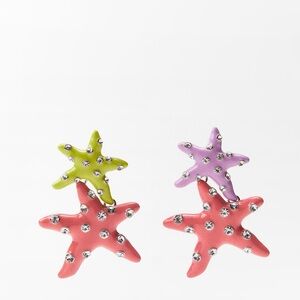 Zara Starfish Earrings - Pink, Green, and Purple